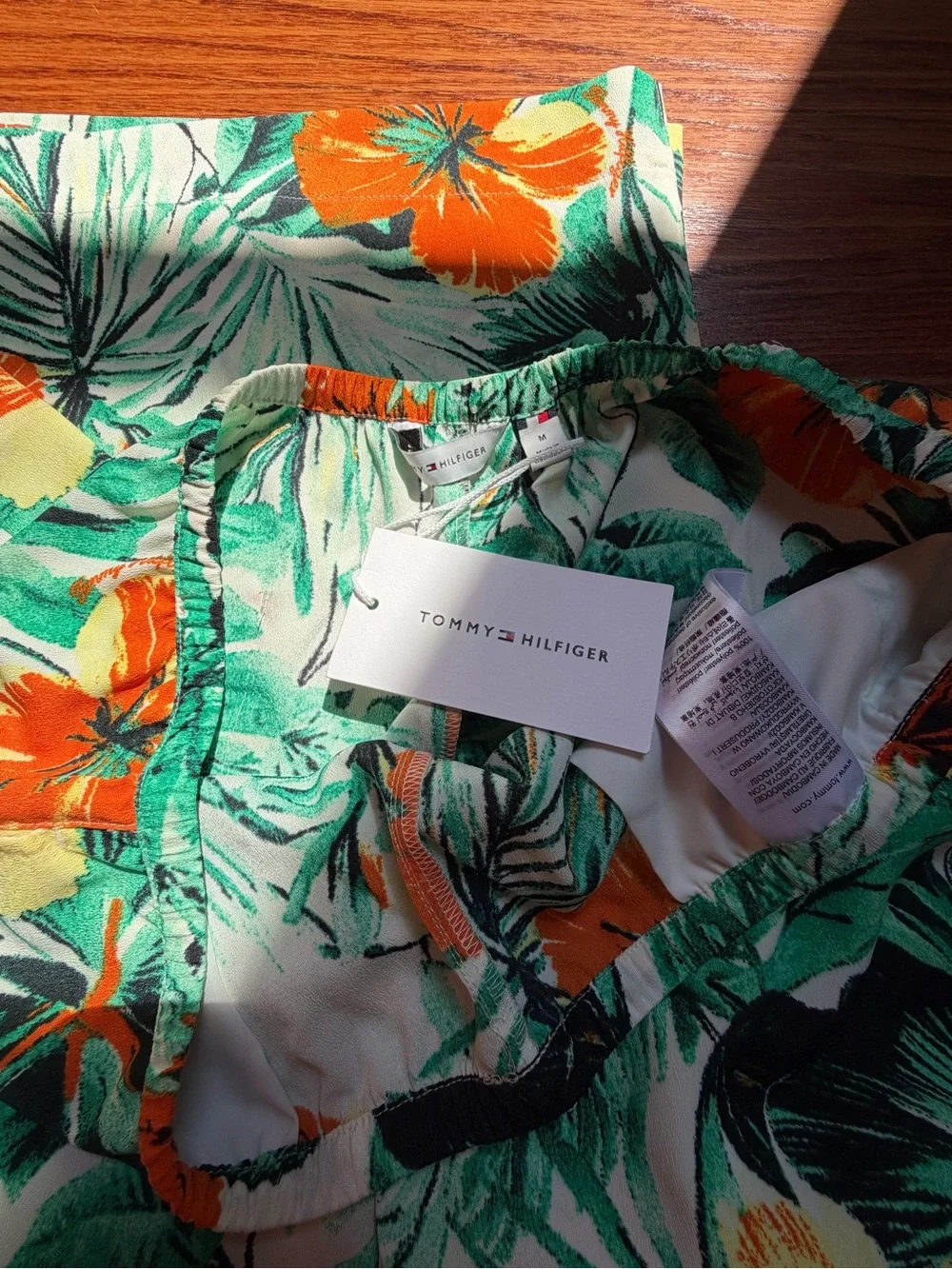 NWOT TOMMY HILFIGER Tropical Floral Wide-Leg Pants - Orange & Green / Size M